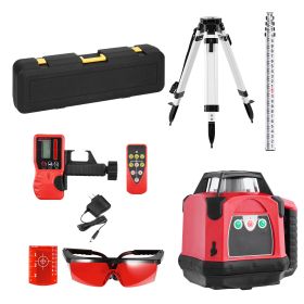 Rotary Laser Level Kit, 2650ft 360-Degree Self Leveling Red Horizontal Laser Transit,with Heavy-duty Tripod, Receiver, Remote Control, Toolcase