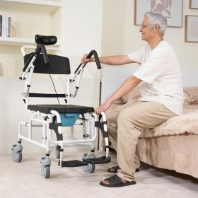 Shower Wheelchair 17.5in Al Alloy Bathroom Wheelchair For Disabled Adult (Option: Multicolor)