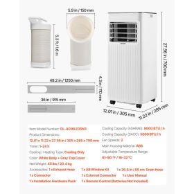Portable Air Conditioner, 8000 BTU ASHRAE (5000 BTU SACC) 3-in-1 Standing Cooling Ac Unit, With LED Touch Panel & Remote Control, 24h Timer, Cool (Option: Black)