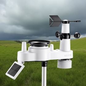 7-in-1 Wireless Weather Station 7.5 In Display Indoor Outdoor Thermometer Sensor (Option: White)