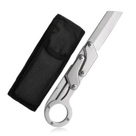 Stainless Steel Compact Folding Knife - Lightweight, Sharp Blade, Two-handed Grip, Durable Design For Outdoor Survival And Tactical Use - The Per (Option: Silver)